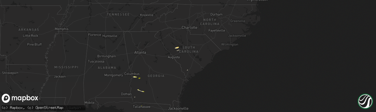 Hail map in South Carolina on December 18, 2024