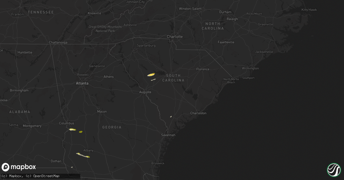 Hail map in South Carolina on December 18, 2024