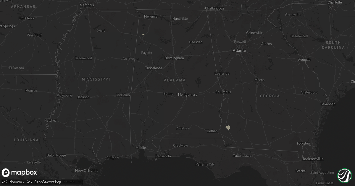 Hail map in Alabama on December 18, 2025