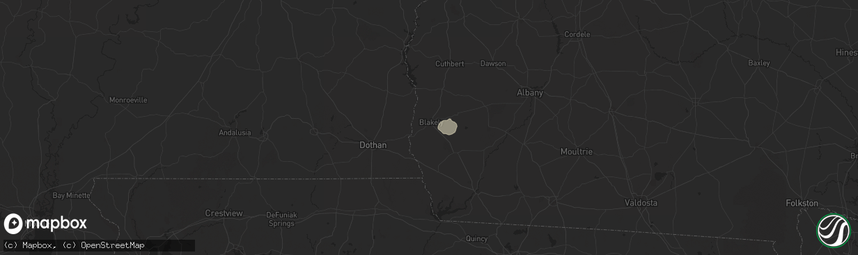 Hail map in Blakely, GA on December 18, 2025
