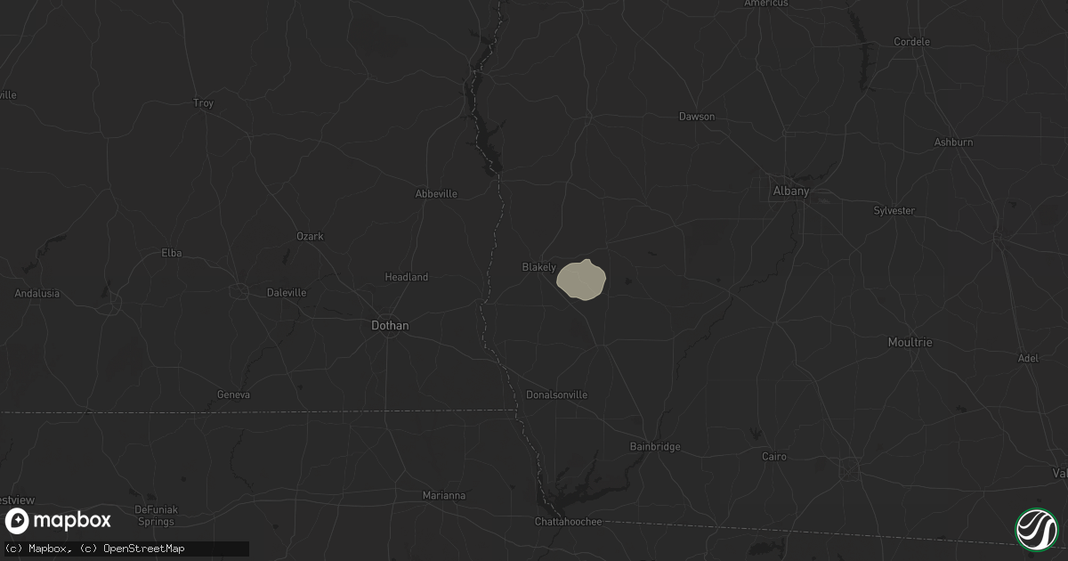 Hail map in Blakely, GA on December 18, 2025