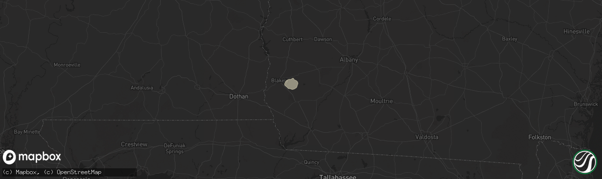 Hail map in Damascus, GA on December 18, 2025