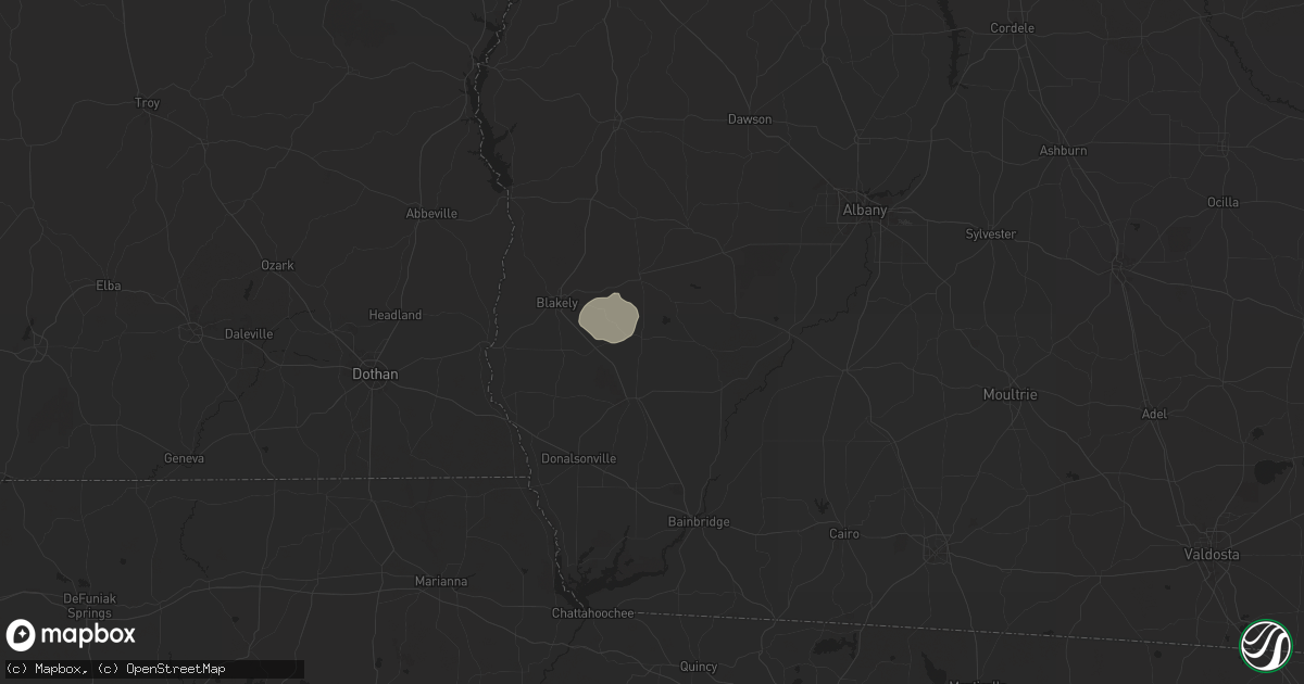 Hail map in Damascus, GA on December 18, 2025
