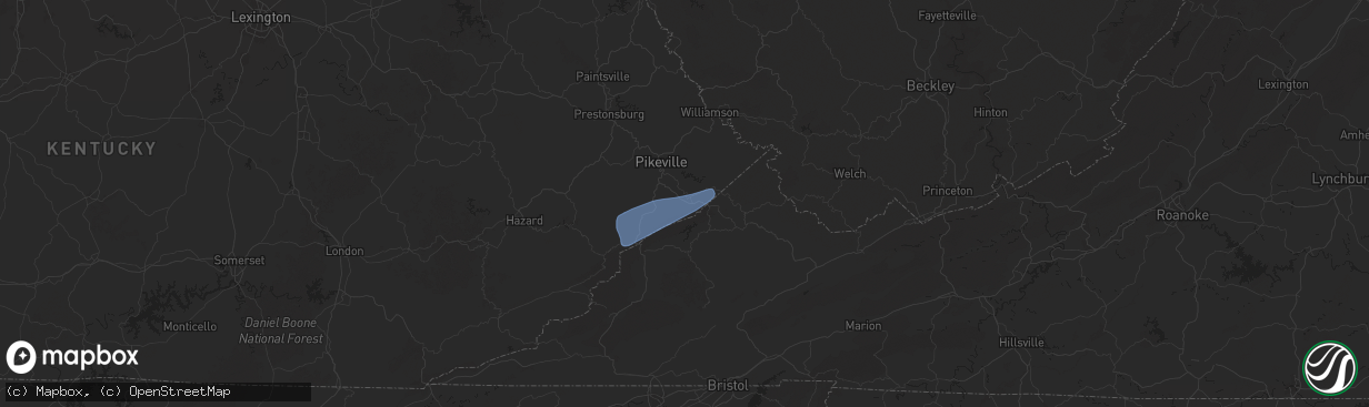 Hail map in Elkhorn City, KY on December 18, 2025