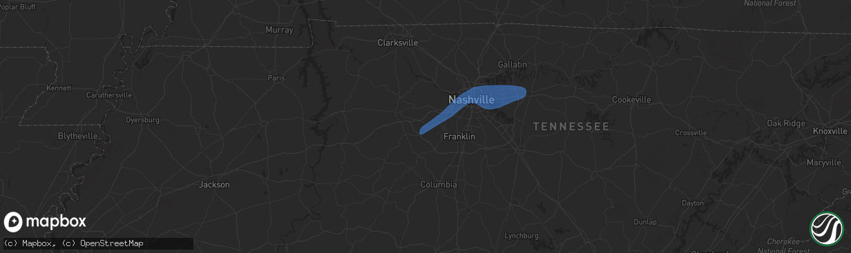 Hail map in Fairview, TN on December 18, 2025