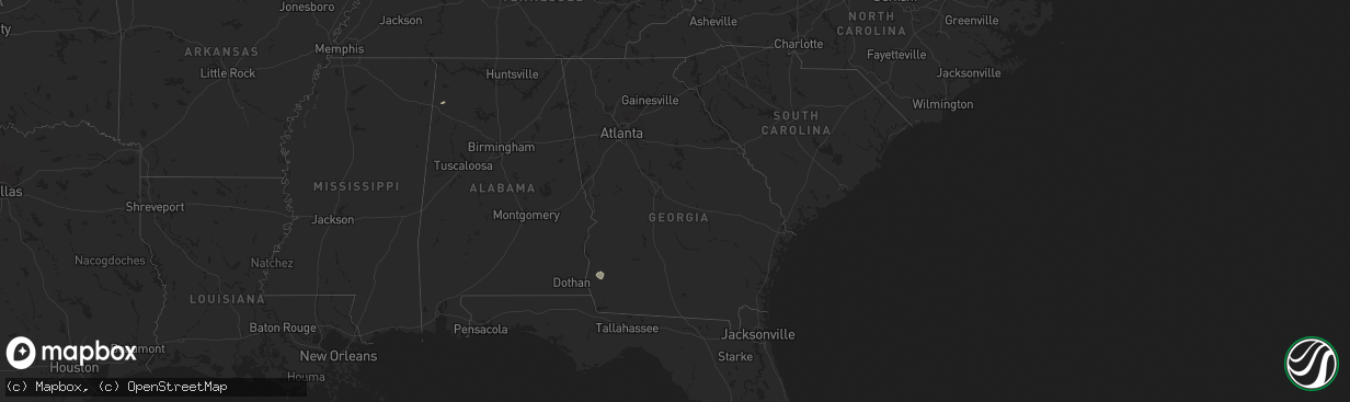Hail map in Georgia on December 18, 2025