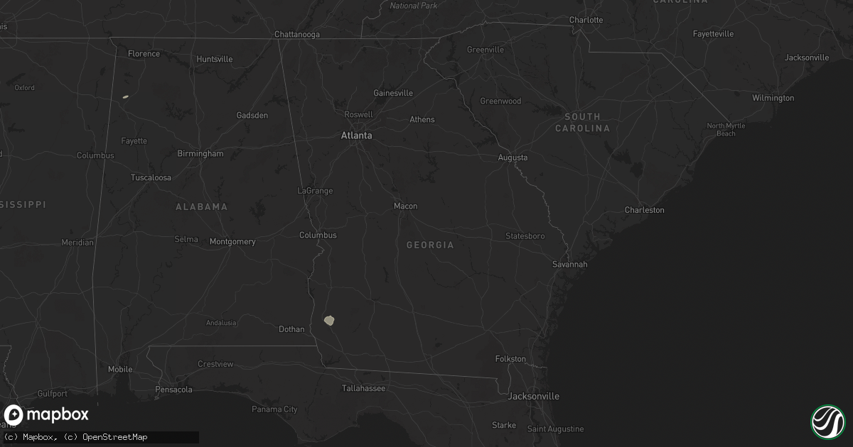 Hail map in Georgia on December 18, 2025