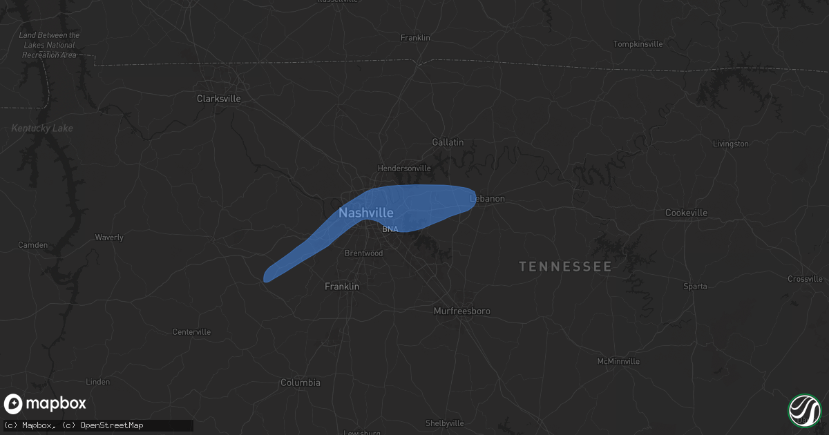 Hail map in Hermitage, TN on December 18, 2025