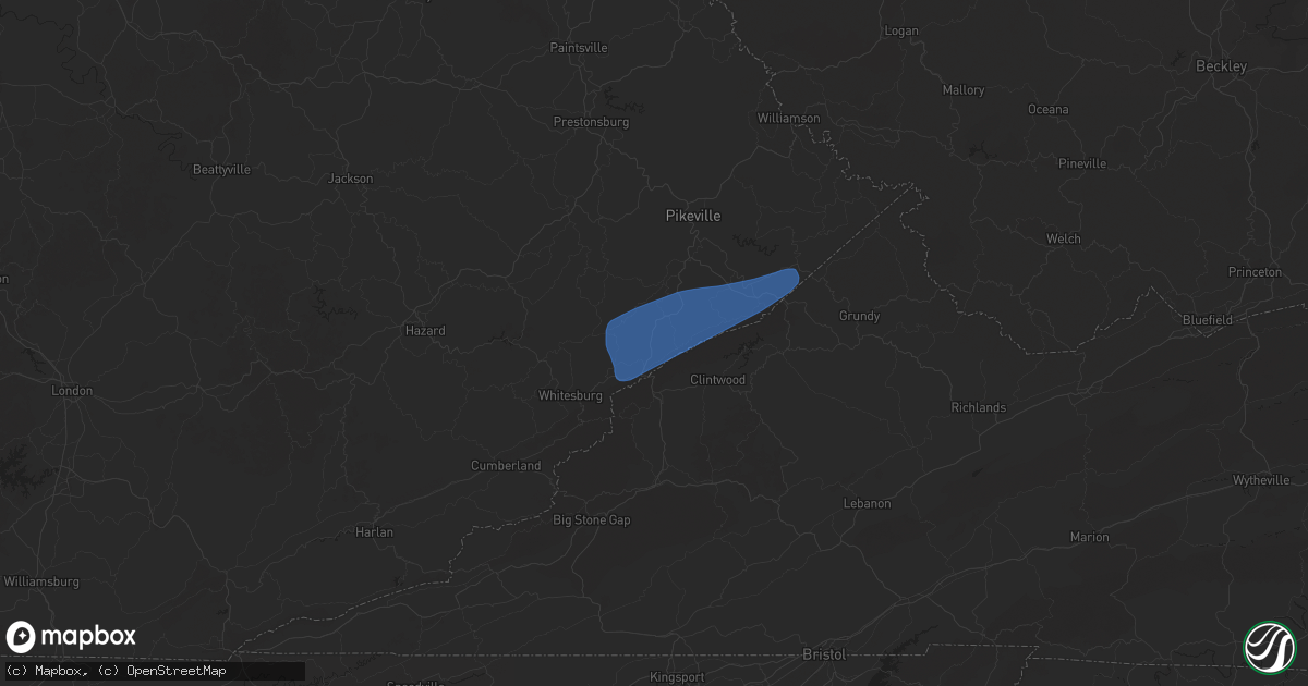 Hail map in Jenkins, KY on December 18, 2025