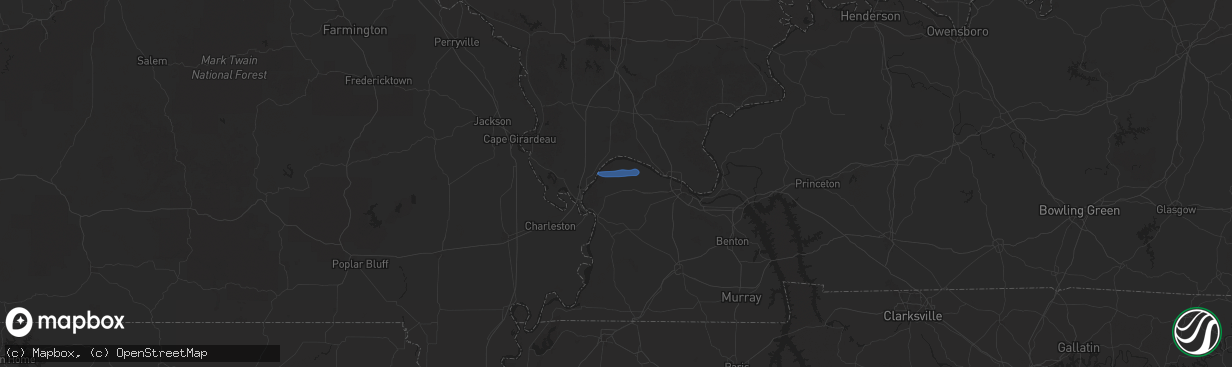 Hail map in La Center, KY on December 18, 2025