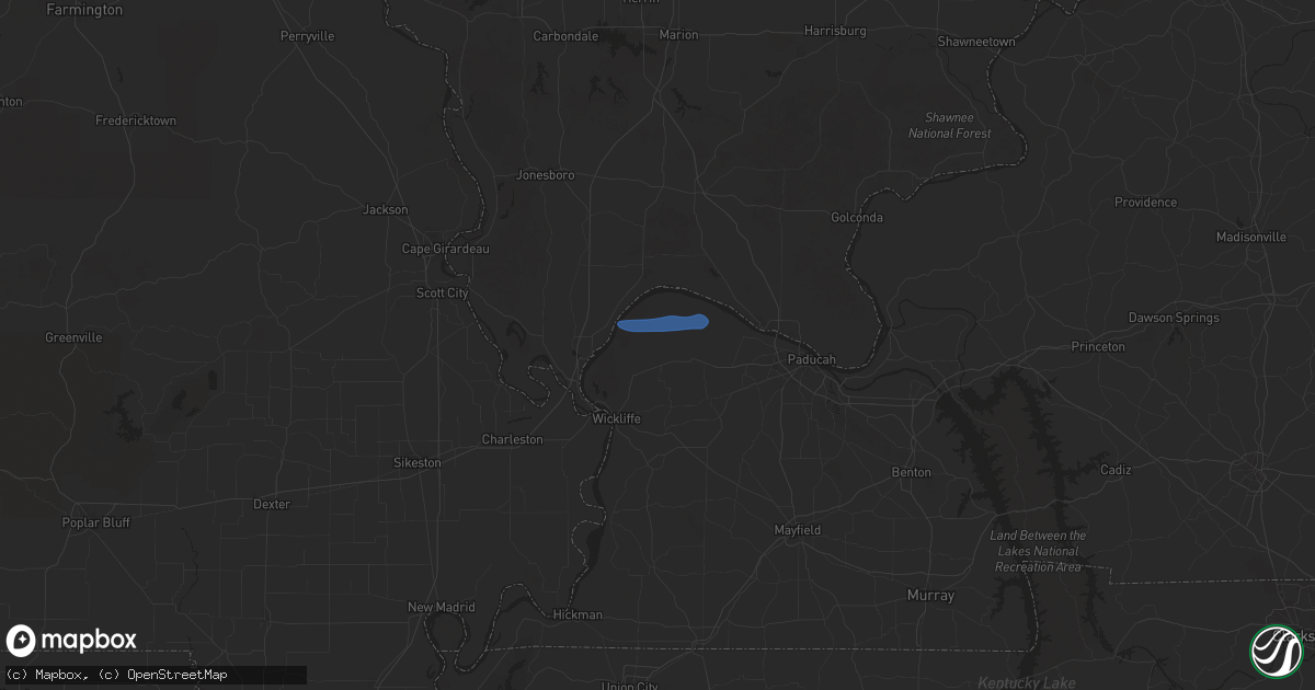 Hail map in La Center, KY on December 18, 2025