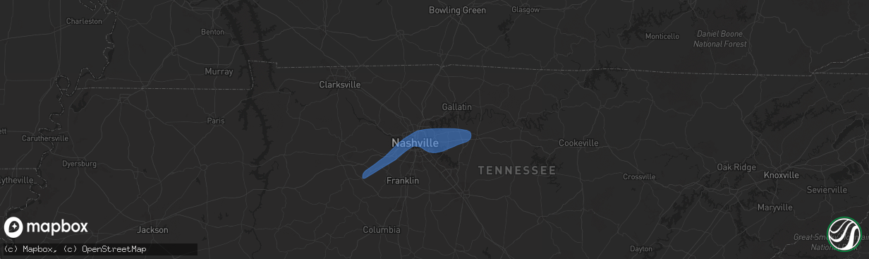 Hail map in Old Hickory, TN on December 18, 2025