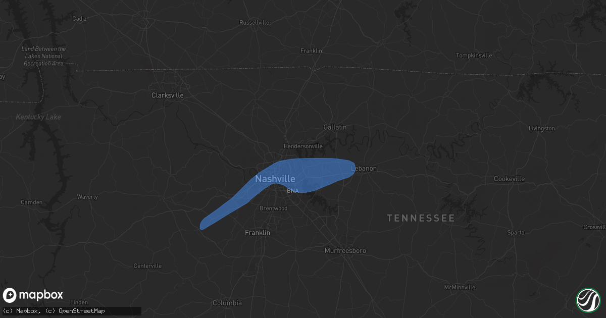 Hail map in Old Hickory, TN on December 18, 2025