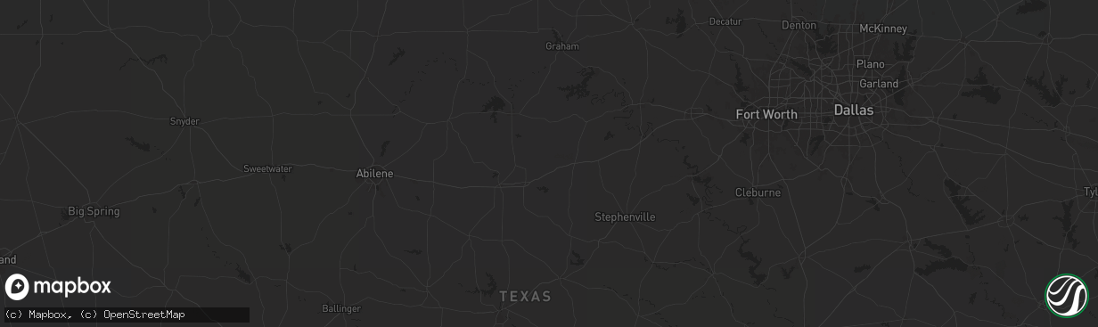 Hail map in Ranger, TX on December 18, 2025