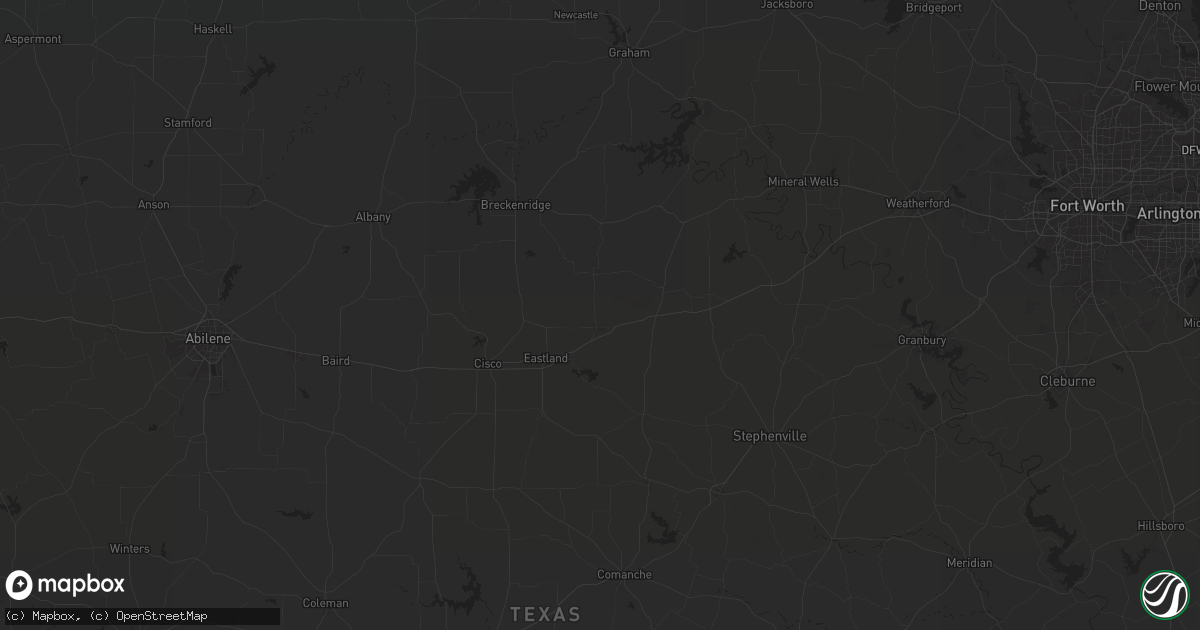 Hail map in Ranger, TX on December 18, 2025