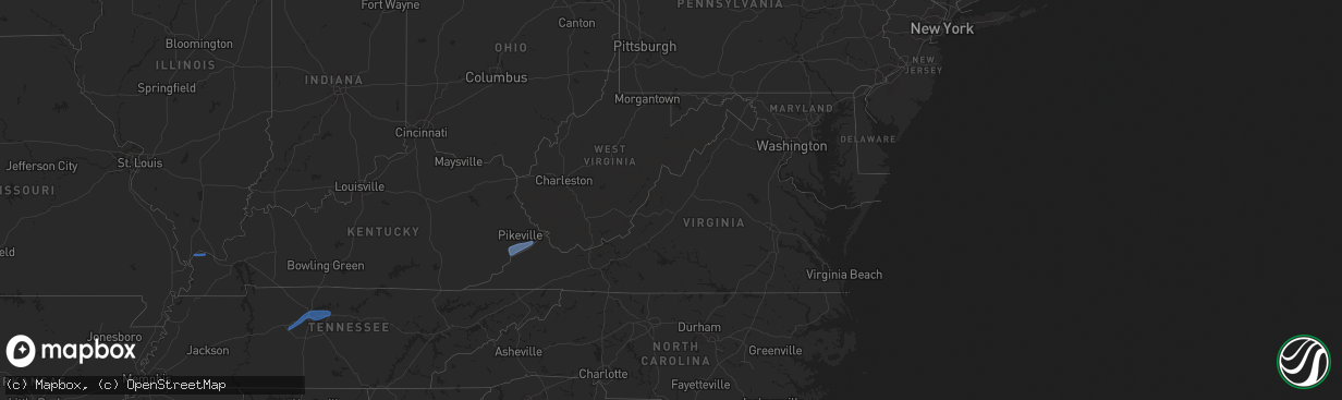 Hail map in Virginia on December 18, 2025