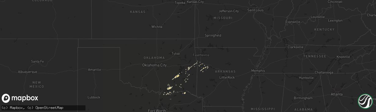 Hail map in Oklahoma on December 19, 2012