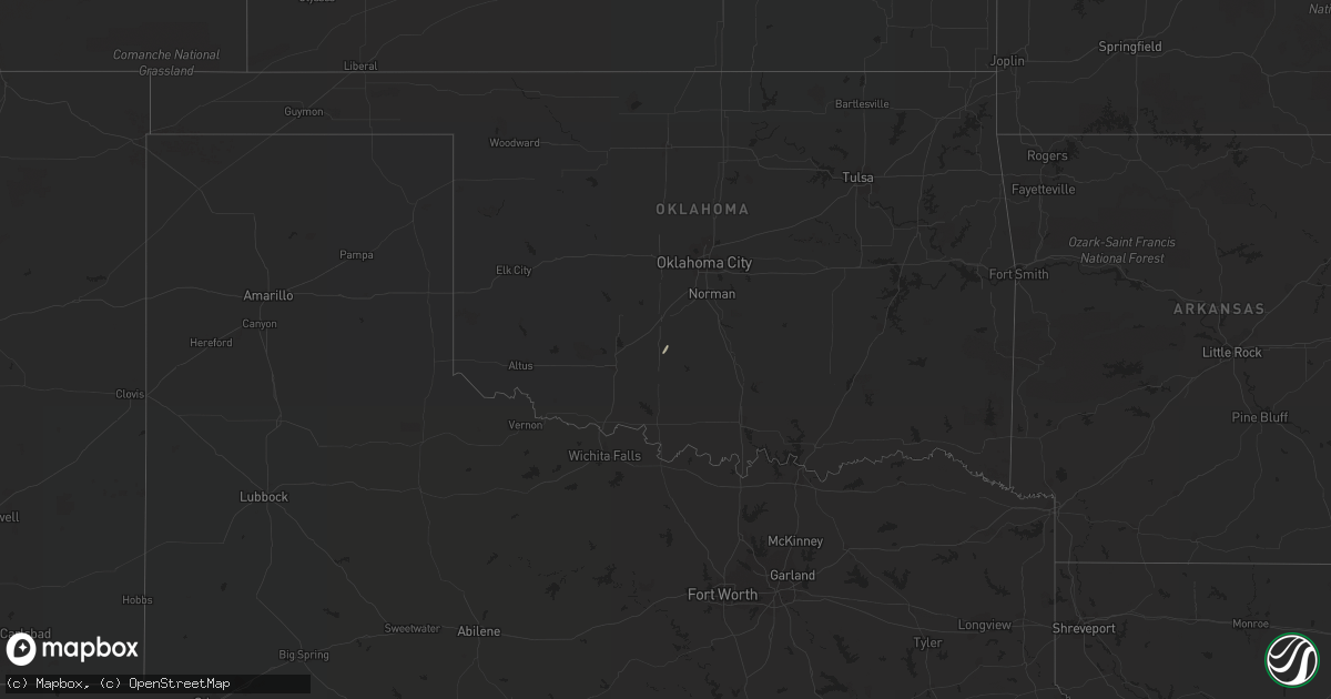 Hail map in Oklahoma on December 19, 2017