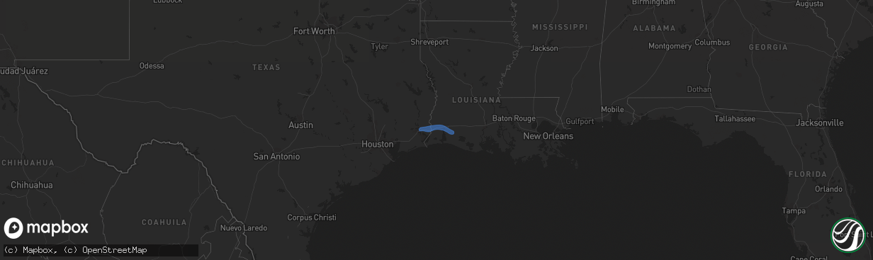 Hail map in Louisiana on December 19, 2020