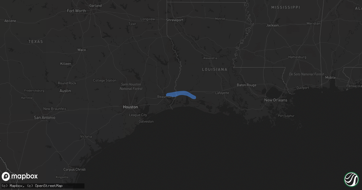 Hail map in Louisiana on December 19, 2020