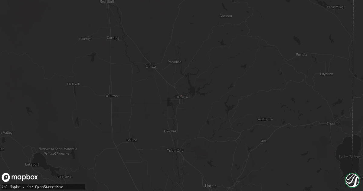 Hail map in Oroville, CA on December 19, 2023