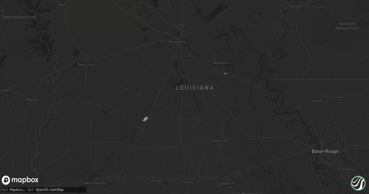 Hail map in Oberlin, LA on December 20, 2011