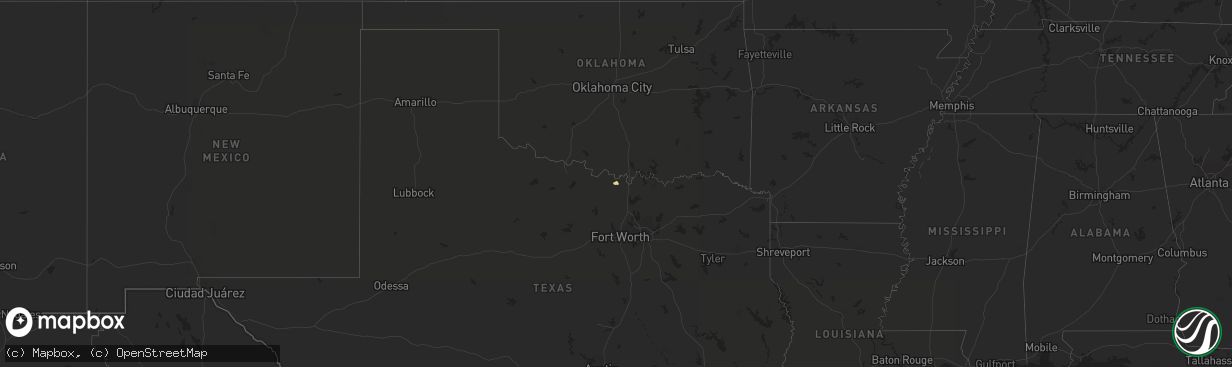 Hail map on December 20, 2015