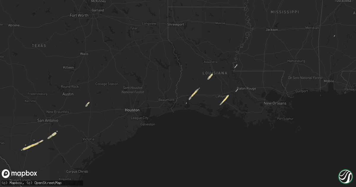 Hail map in Louisiana on December 21, 2013