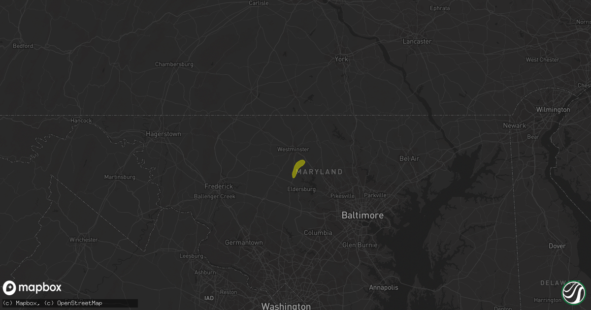Hail map in Westminster, MD on December 21, 2018