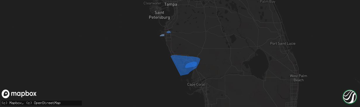 Hail map in Arcadia, FL on December 21, 2021