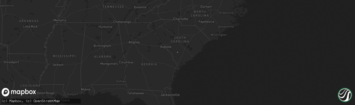 Hail map in South Carolina on December 21, 2022