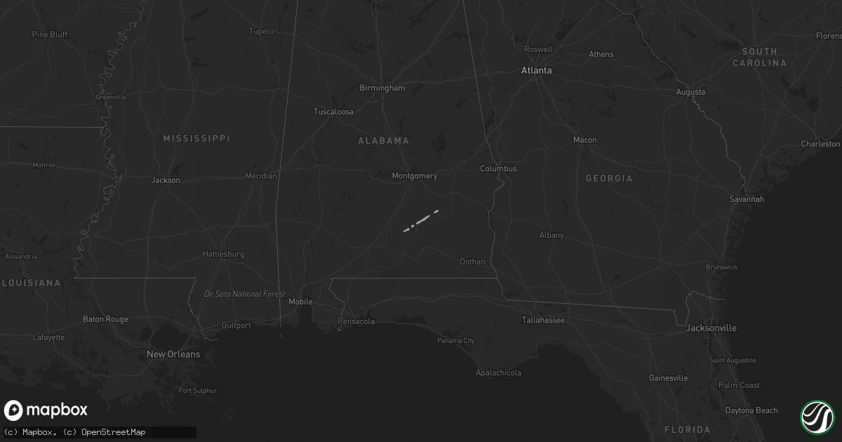 Hail map in Alabama on December 22, 2011