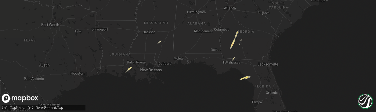 Hail map in Georgia on December 22, 2014