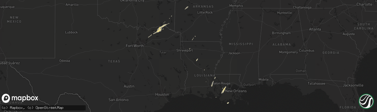 Hail map in Arkansas on December 22, 2015