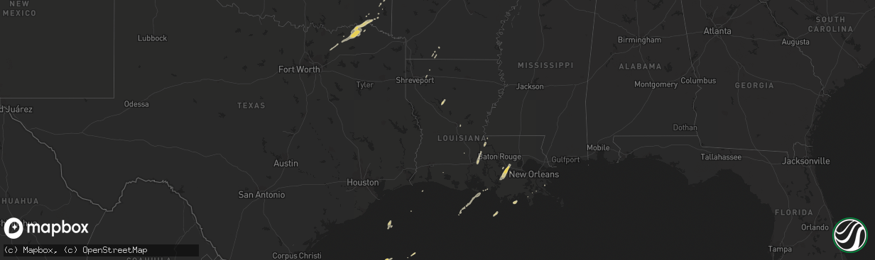 Hail map on December 22, 2015