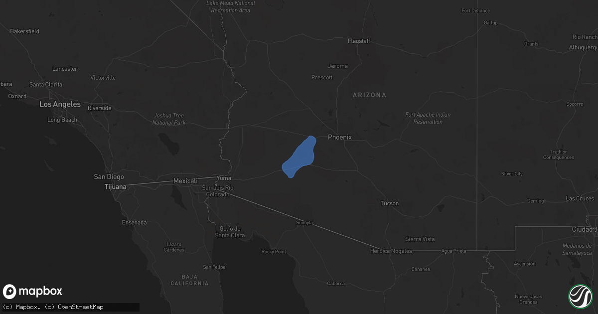 Hail map in Arizona on December 22, 2023