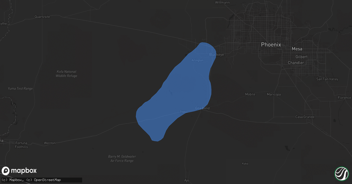 Hail map in Palo Verde, AZ on December 22, 2023