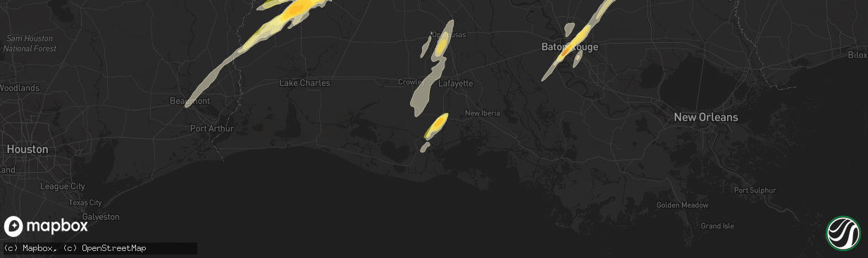 Hail map in Abbeville, LA on December 23, 2014