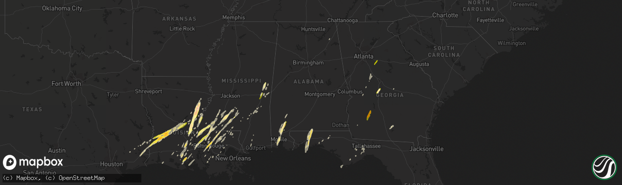 Hail map in Alabama on December 23, 2014