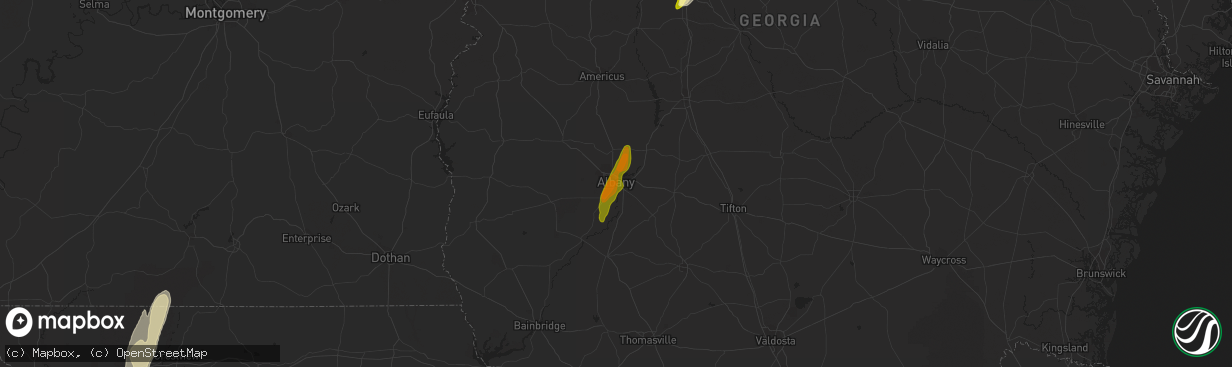 Hail map in Albany, GA on December 23, 2014