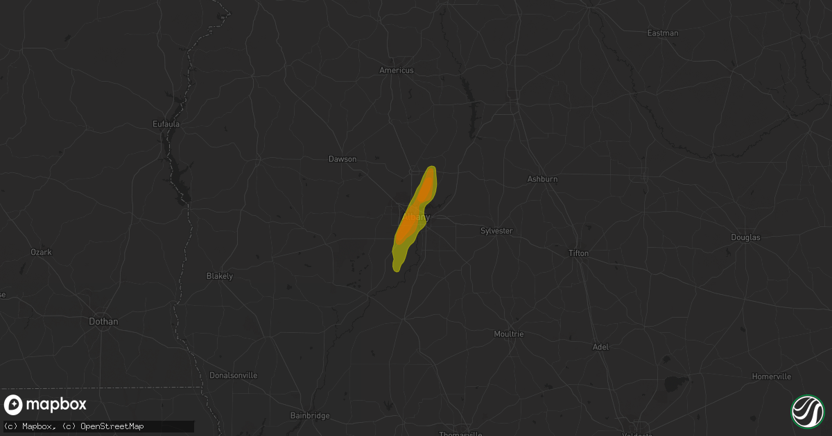 Hail map in Albany, GA on December 23, 2014