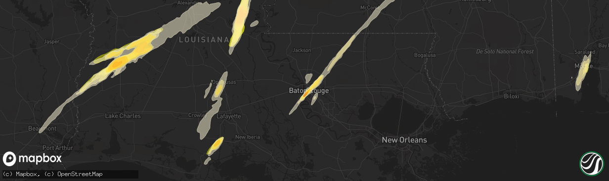 Hail map in Baton Rouge, LA on December 23, 2014