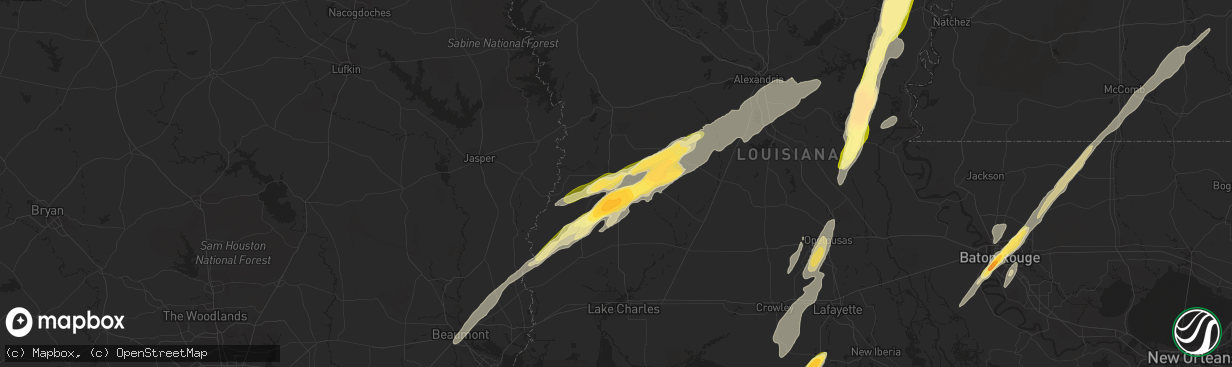 Hail map in Deridder, LA on December 23, 2014