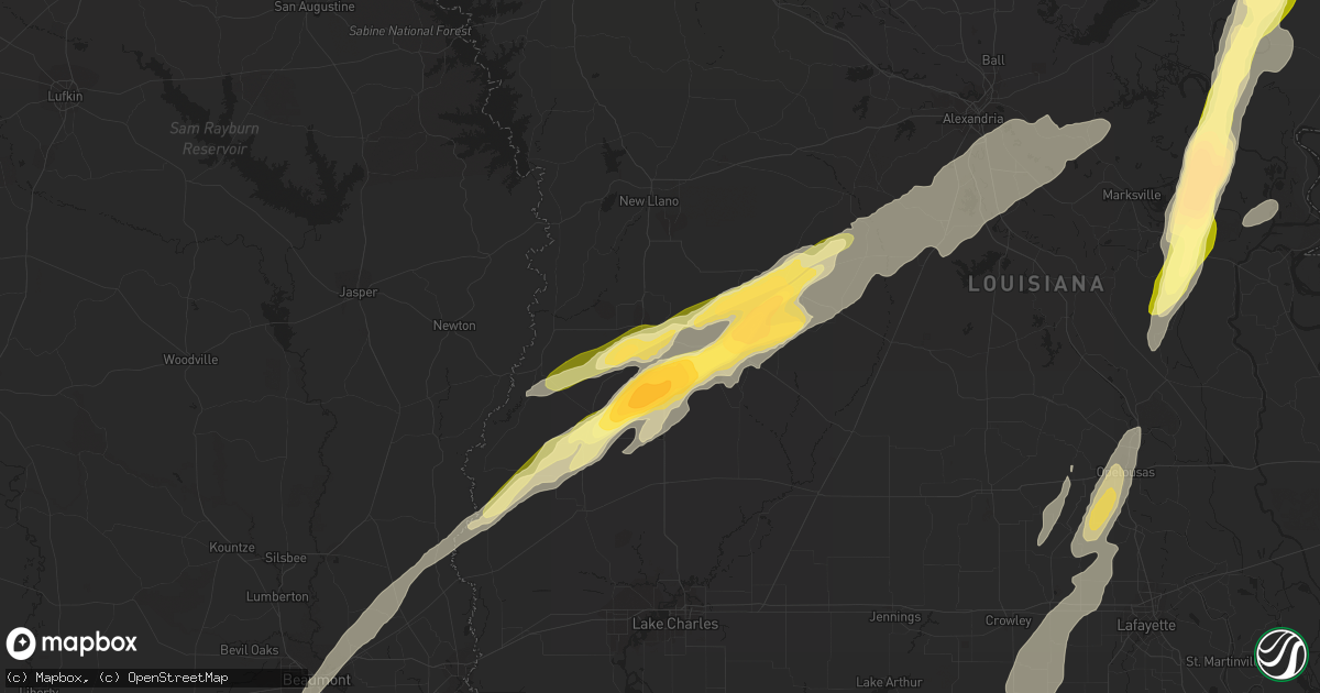 Hail map in Deridder, LA on December 23, 2014
