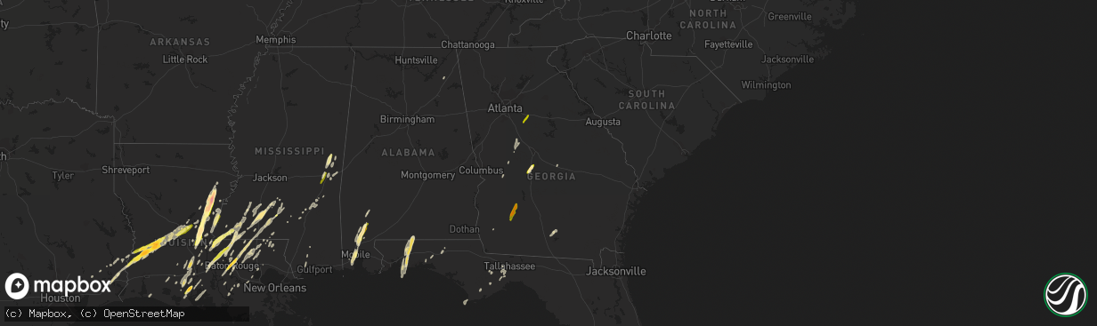 Hail map in Georgia on December 23, 2014