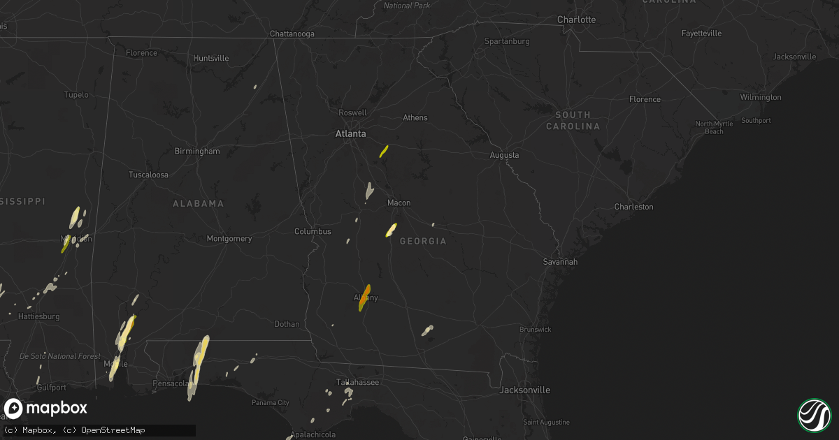 Hail map in Georgia on December 23, 2014