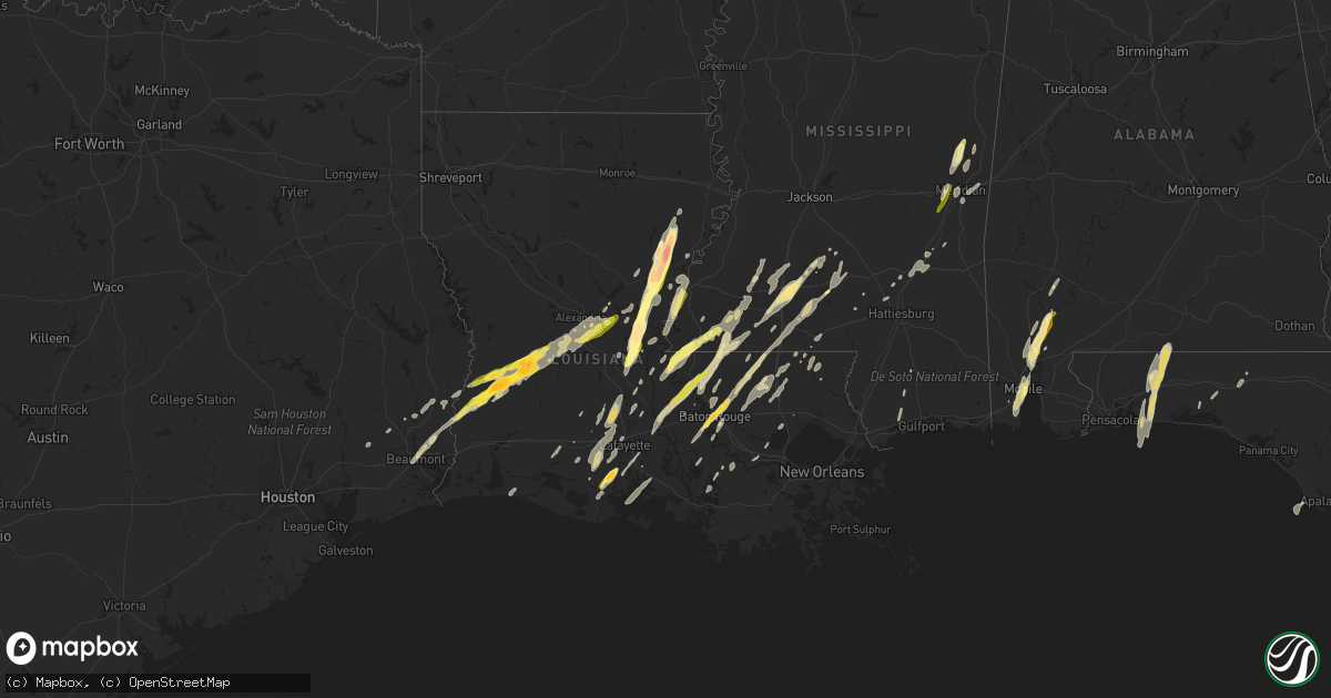 Hail map in Louisiana on December 23, 2014