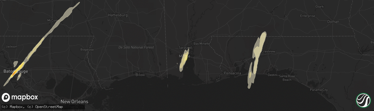 Hail map in Mobile, AL on December 23, 2014