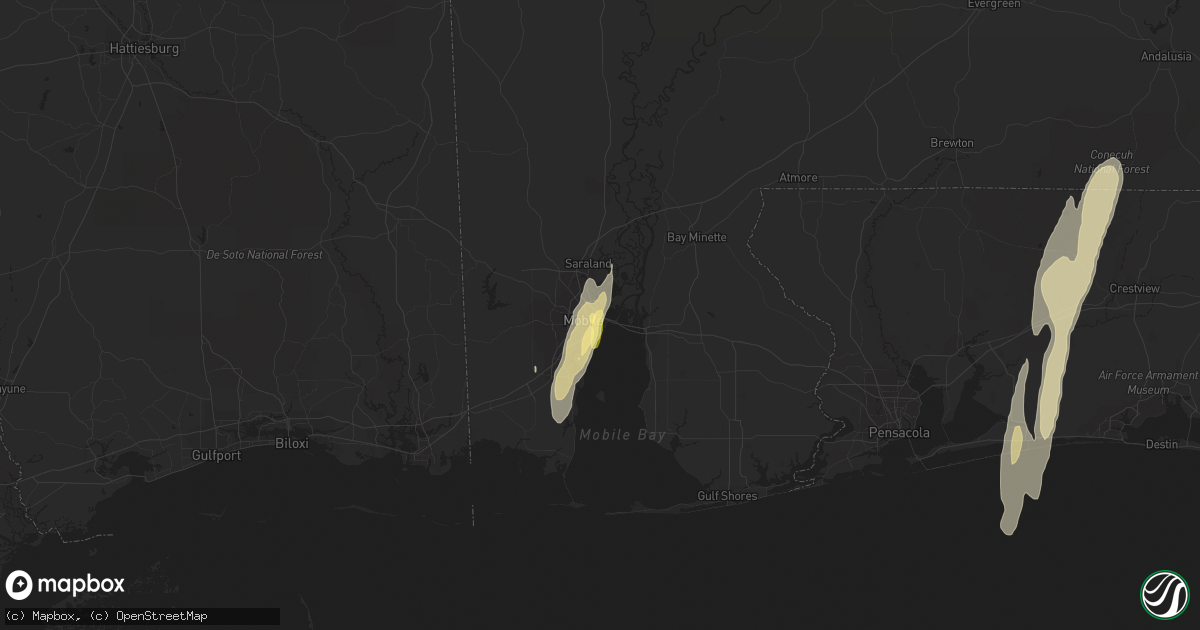 Hail map in Mobile, AL on December 23, 2014