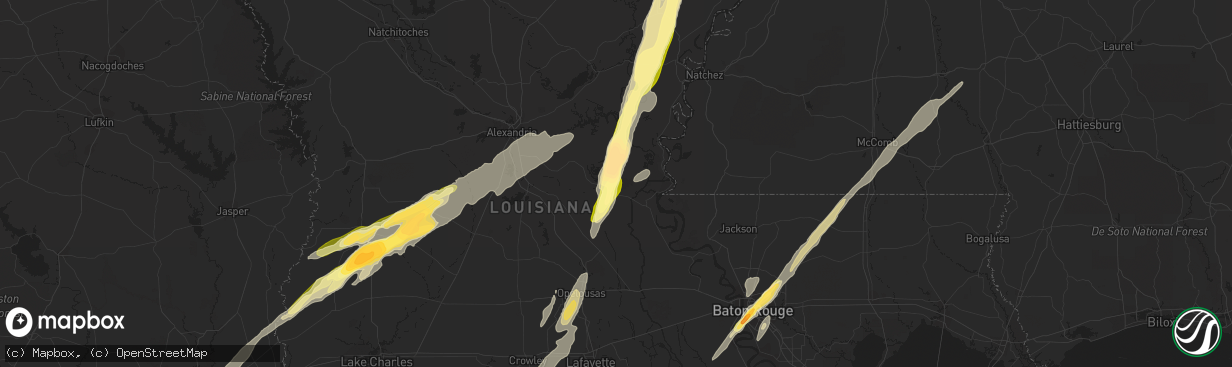 Hail map in Moreauville, LA on December 23, 2014